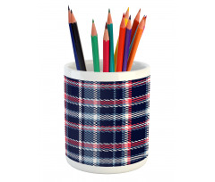 Retro Plaid Mosaic Pencil Pen Holder