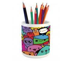 Colorful Doodle Monsters Pencil Pen Holder