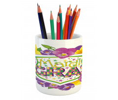 Blazon with Flowers Pencil Pen Holder