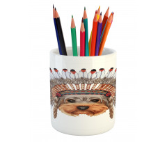 Bonnet Wearing Dog Pencil Pen Holder