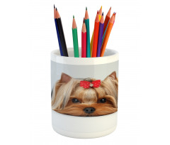 Lying Dog Ribbon Love Pencil Pen Holder