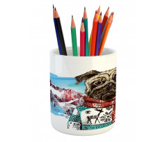 Sketch Style Dog Doodle Pencil Pen Holder