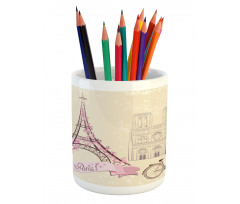 Floral Paris Eiffel Pencil Pen Holder