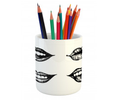 Monochrome Sketch Style Pencil Pen Holder