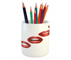 Vivid Full Red Lips Feminine Pencil Pen Holder