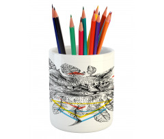 Ink Sketch Style Cat Pencil Pen Holder