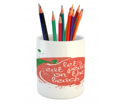 Soft Fruit Quirky Words Pencil Pen Holder