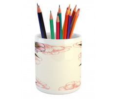 Botanical Spring Flowers Pencil Pen Holder