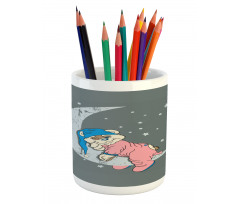 Baby Sleeping on the Moon Pencil Pen Holder