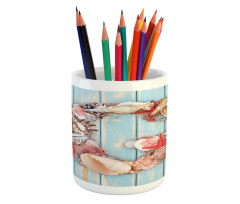 Pale Wooden Background Pencil Pen Holder