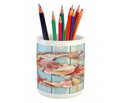 S Seashells Nautical Pencil Pen Holder