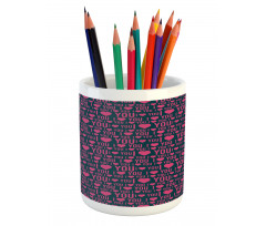 Romance Pattern Heart Pencil Pen Holder