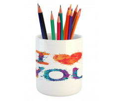 Watercolor Phrase Pencil Pen Holder