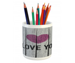 Words on Wood Planks Pencil Pen Holder