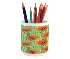 Poppy Flowers Field Pencil Pen Holder