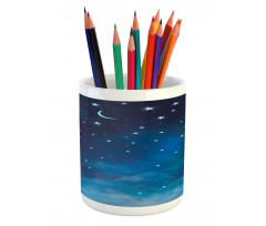 Night Time with Moon Star Pencil Pen Holder