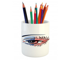 USA Flag Female Eye Pencil Pen Holder