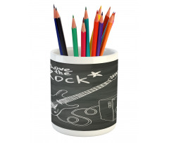 Love Rock Music Sketch Pencil Pen Holder