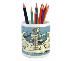 Rock 'n' Roll Retro Grunge Pencil Pen Holder