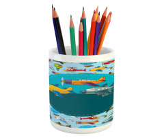 Cartoon Airplanes Pencil Pen Holder