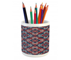 Tartan Geometric Floral Pencil Pen Holder