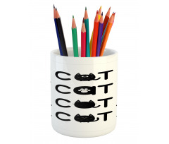 Cat Text with Paw Prints Pencil Pen Holder