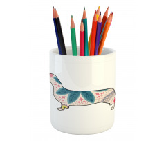 Floral Puppy Pencil Pen Holder