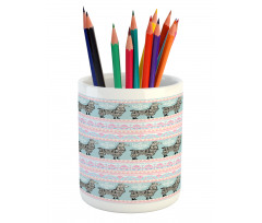 Patterned Alpaca Pencil Pen Holder