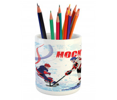 Players on Skating Rink Pencil Pen Holder