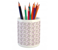 Retro Violets Buds Pencil Pen Holder