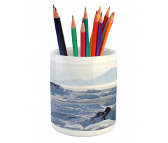 Arctic Winter Ice Lake Pencil Pen Holder