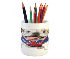 Puppy with Flag Pencil Pen Holder