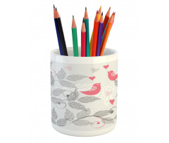 Retro Love Birds Pencil Pen Holder