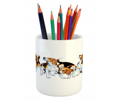 4 Beagle Hounds Play Pencil Pen Holder