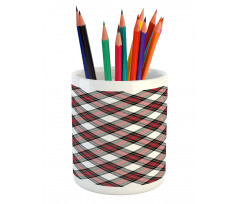 Plaid Motif Rhombuses Pencil Pen Holder