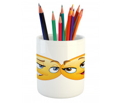 Loving Emoticon Couple Pencil Pen Holder