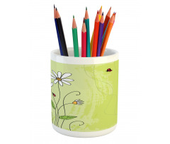 Chamomile Ladybugs Art Pencil Pen Holder