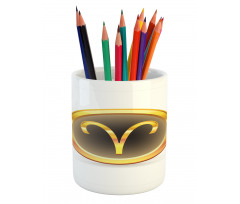 Yellow Round Sign Pencil Pen Holder