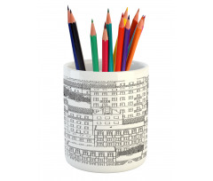 Hand Drawn Houses Town Pencil Pen Holder