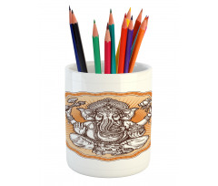 Flower Hippie with Animal Pencil Pen Holder