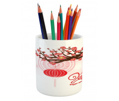 Cherry Branch Lantern Pencil Pen Holder