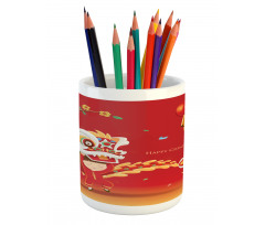 Little Boy Lion Dance Pencil Pen Holder