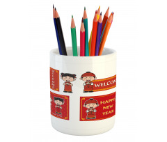 Greeting Kids Pencil Pen Holder