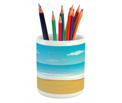 Sandy Beach Ocean Pencil Pen Holder