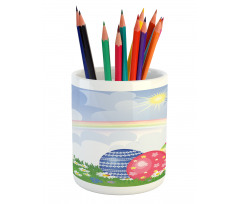 Spring Meadow with Eggs Pencil Pen Holder