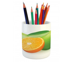 Lime Orange Design Pencil Pen Holder