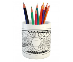 Round Tattoo Art Pencil Pen Holder