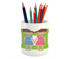 Twin Girls Teens Pencil Pen Holder