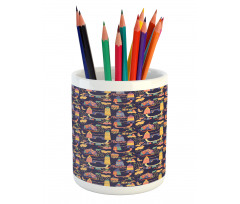 Circus Style Doodles Pencil Pen Holder