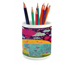 Cartoon Smiling Sun Pencil Pen Holder